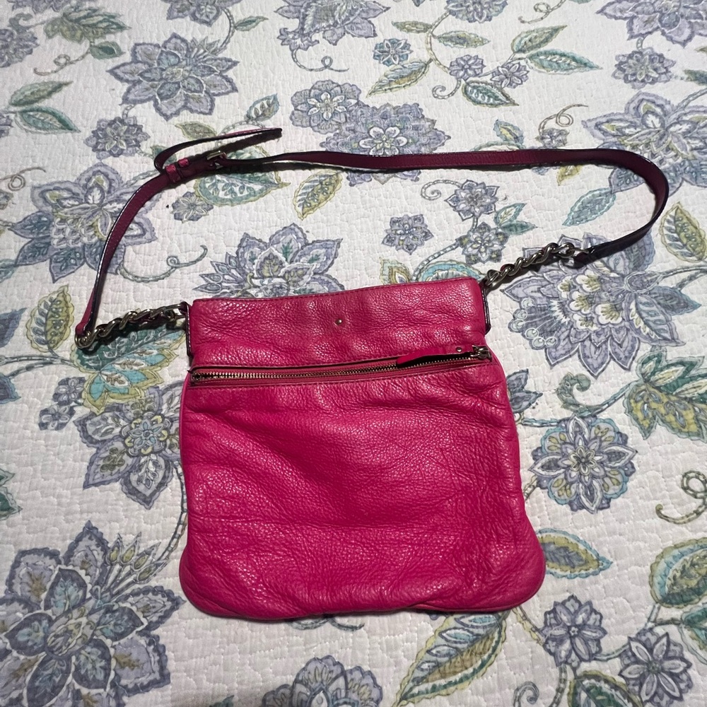kate spade Hot Pink Leather Crossbody Bag with Chain Strap